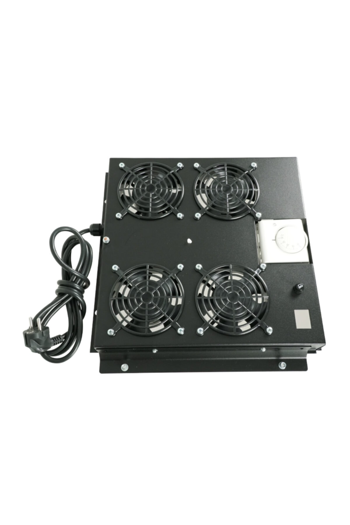 CANOVATE 4lü Rack Kabinet Fan Modülü Termostatlı Ral 9005 Siyah 2 Yıl Üretici Garantili