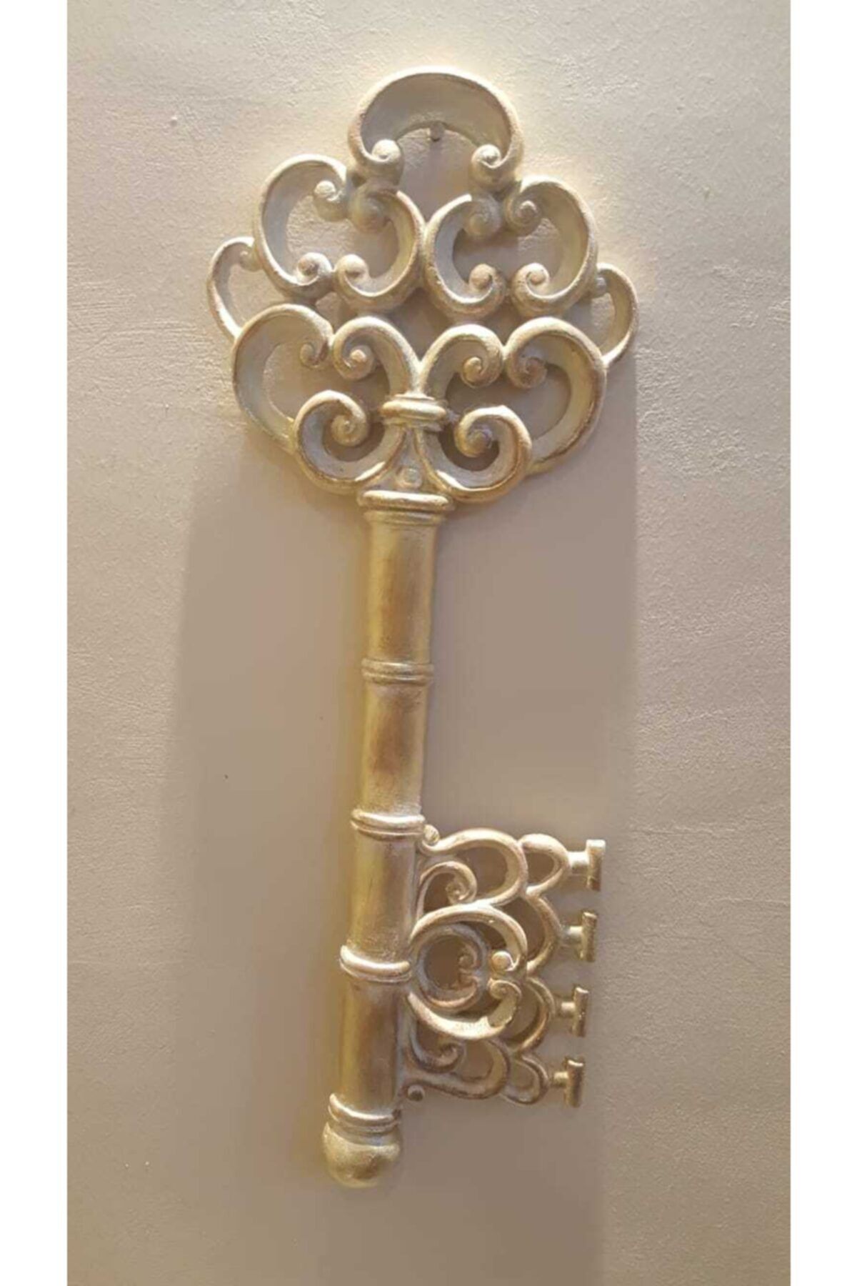 ZEYHOME El Boyama Sarı Varak Anahtar Polyester Biblo Ev Ve Ofis Aksesuarı 40x15