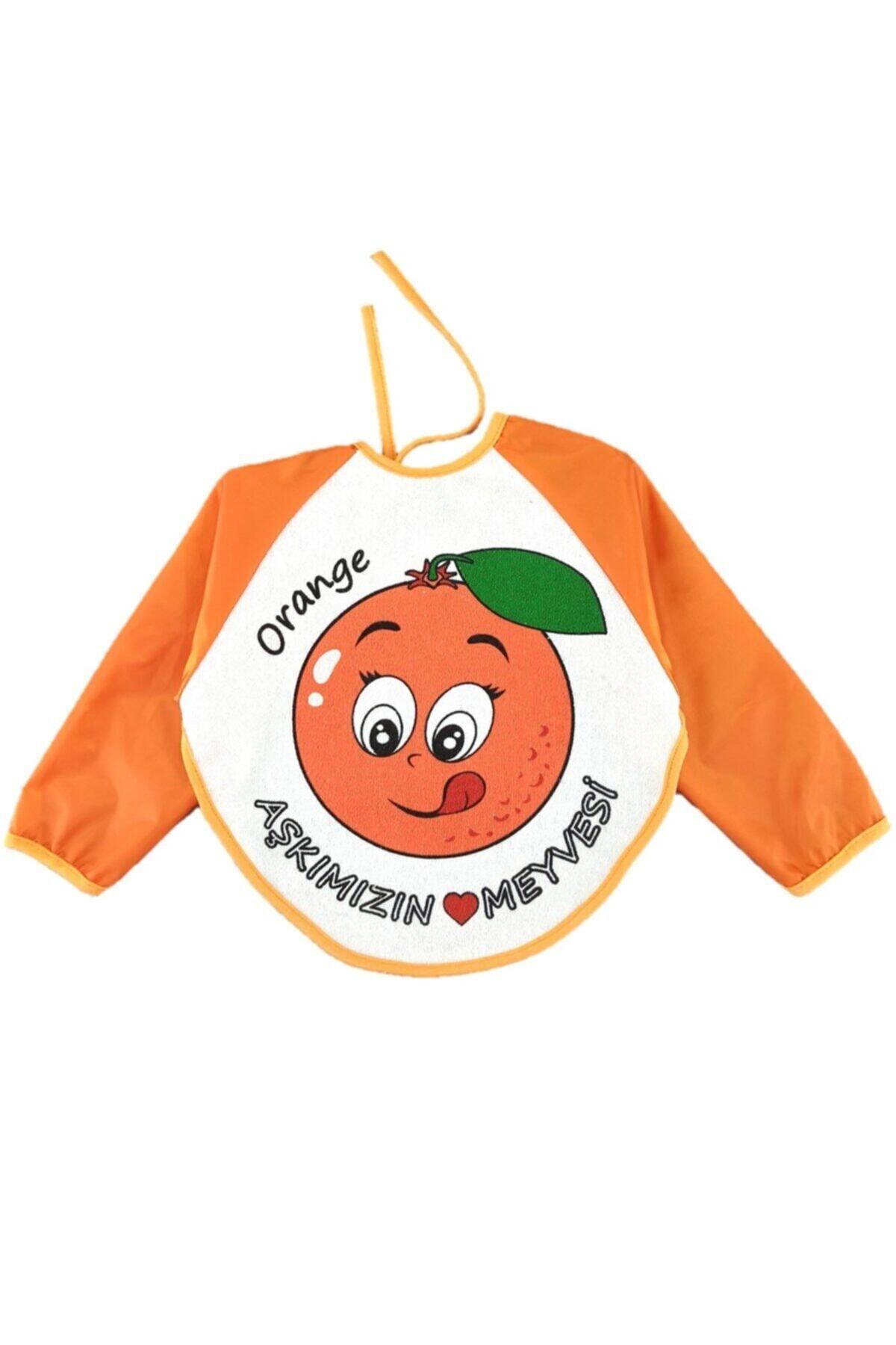 ALİSS Unisex Bebek Portakal Aşkımızın Meyvesi Yazılı Mama Önlüğü