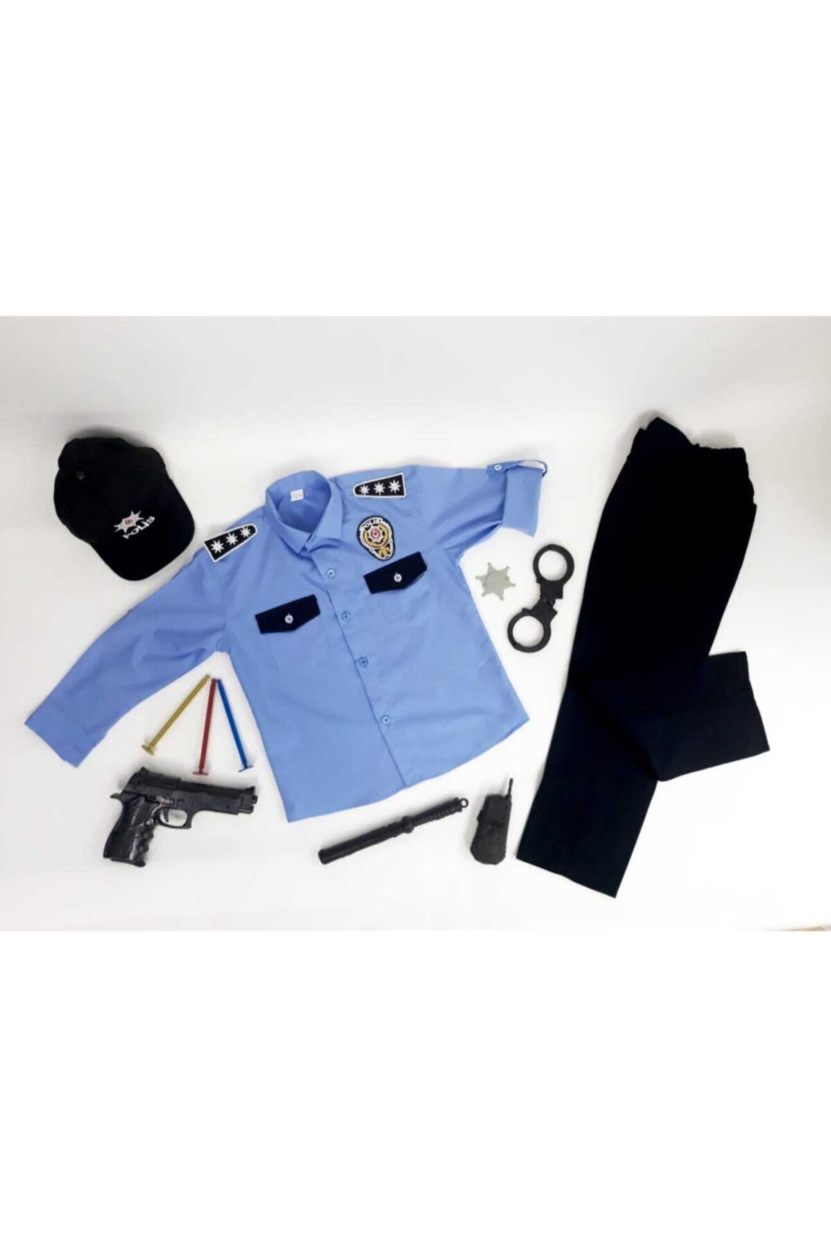 Liyavera Unisex Çocuk Mavi Polis Kostümü Kıyafeti