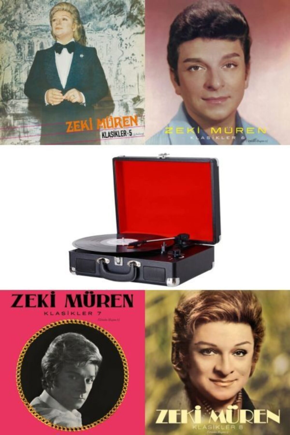 UygunSepet Retro Bluetoothlu Usbli Çanta Pikap Plakçalar-siyah / Zeki Müren Klasikler 5-6-7-8 Plak
