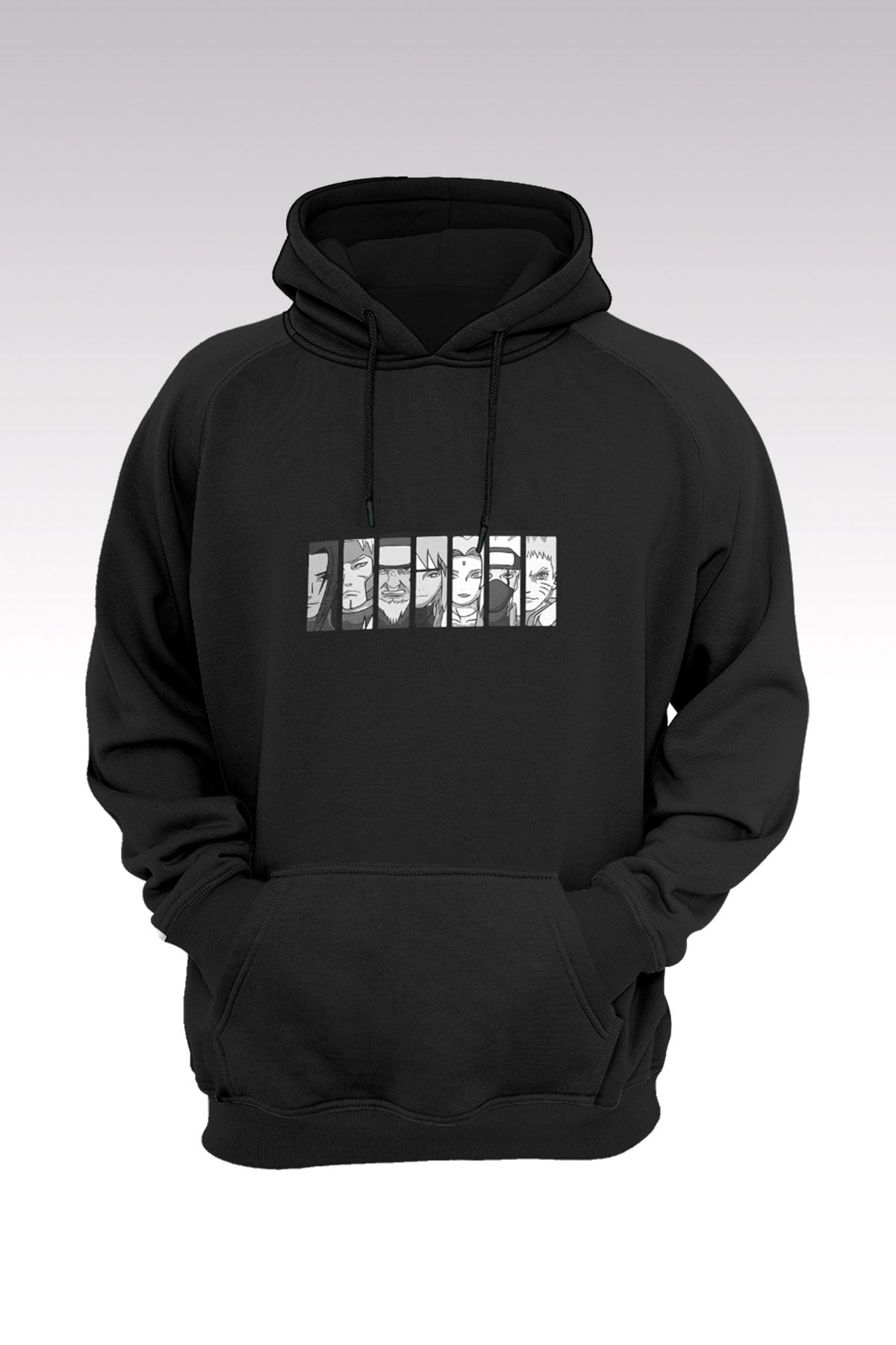Tonny Mood Naruto Anime 01 Siyah Kapşonlu Sweatshirt - Hoodie