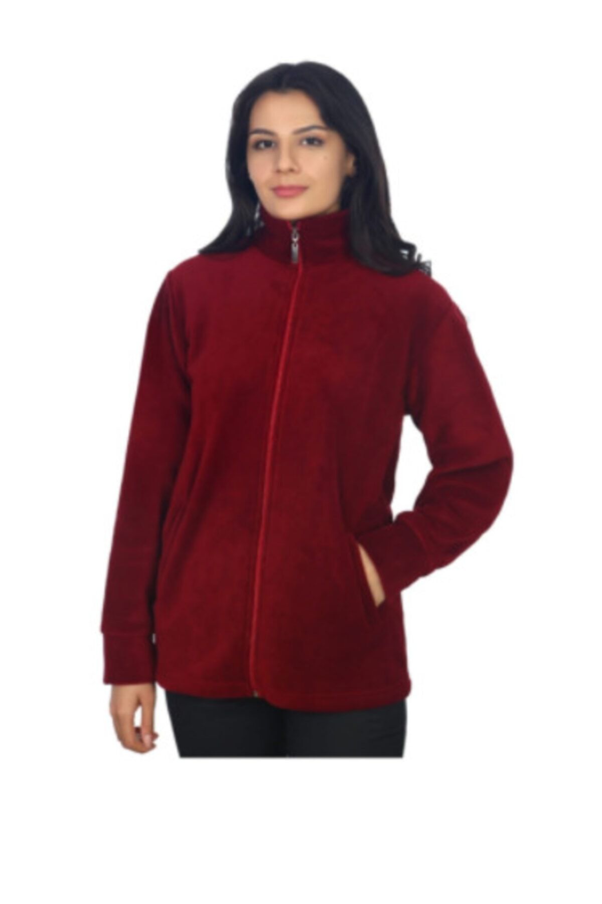 Taşoğlu Collection Unisex Bordo Cepli Kışlık Polar