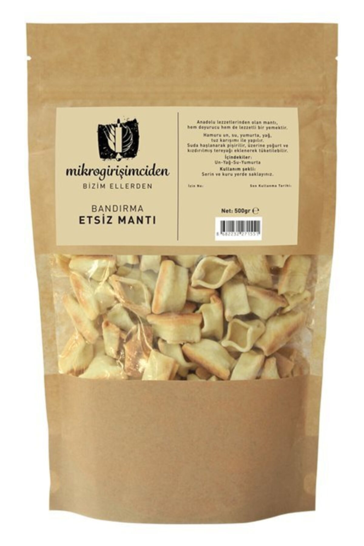 Mikrogirisimciden Ev Yapımı Bandırma Etsiz Mantı 500 Gr
