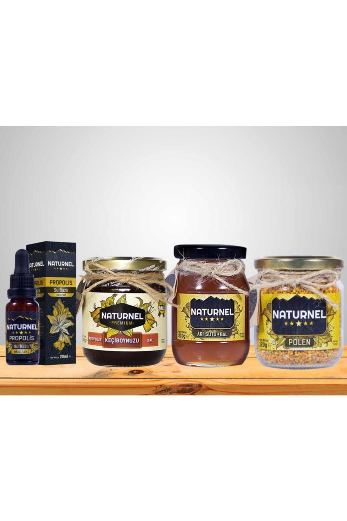 NATURNEL Natrnel 4'lü Set Propolis + Arı Sütü Ve Bal Karışımı + Keçiboynuzu Propolis Bal Karışımı + Polen