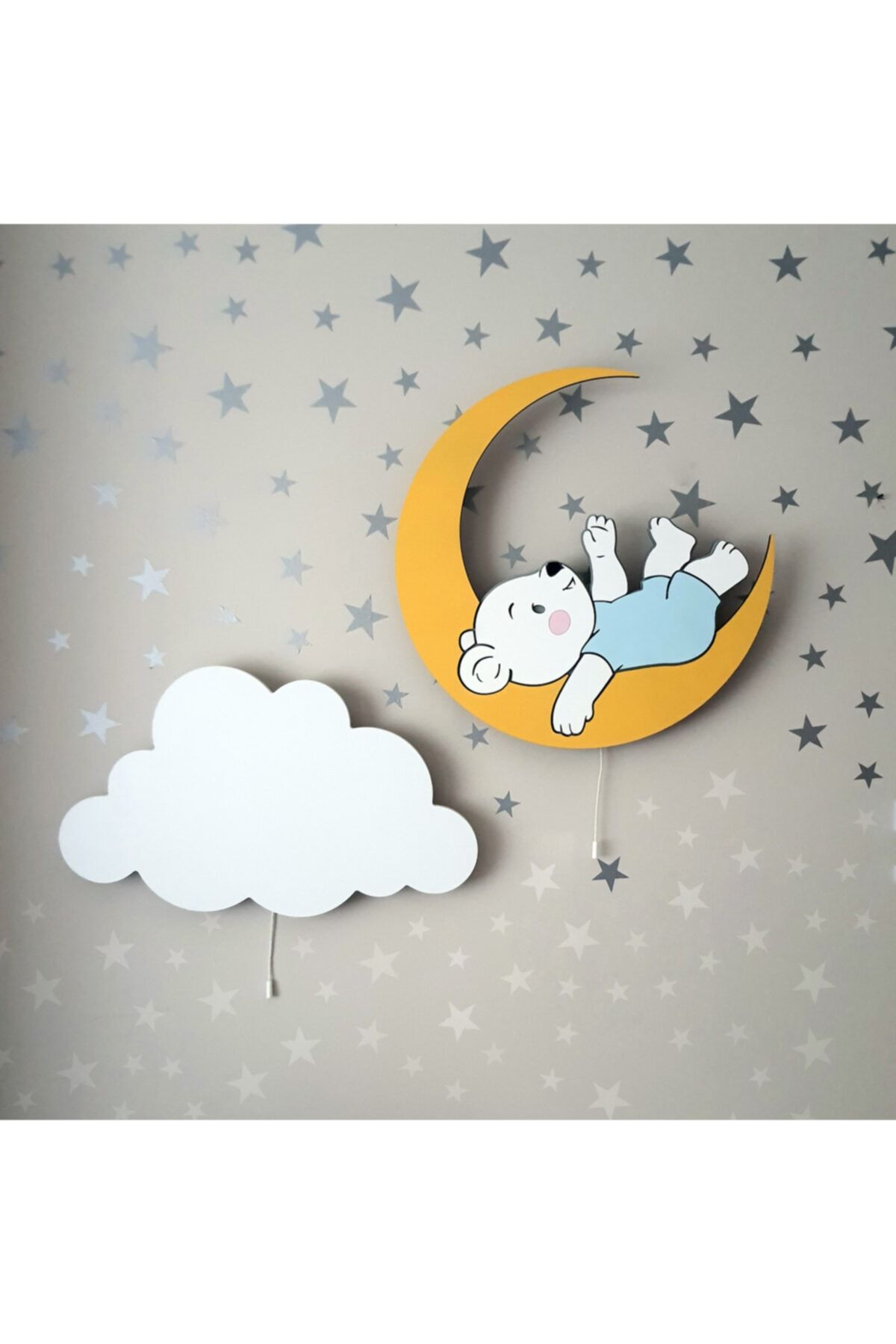 Mimus Baby Bebek Ayı Ve Bulut Ahşap Aydınlatma