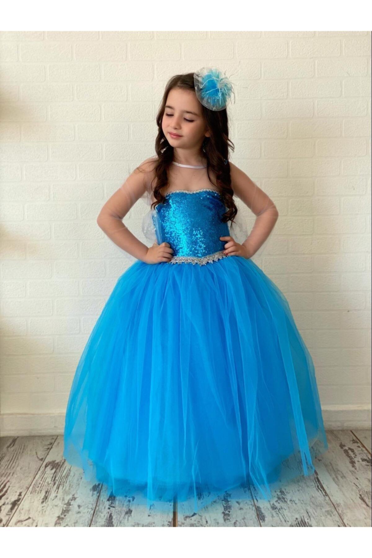 eliz kids Kız Çocuk Elsa Pelerinli Kostüm