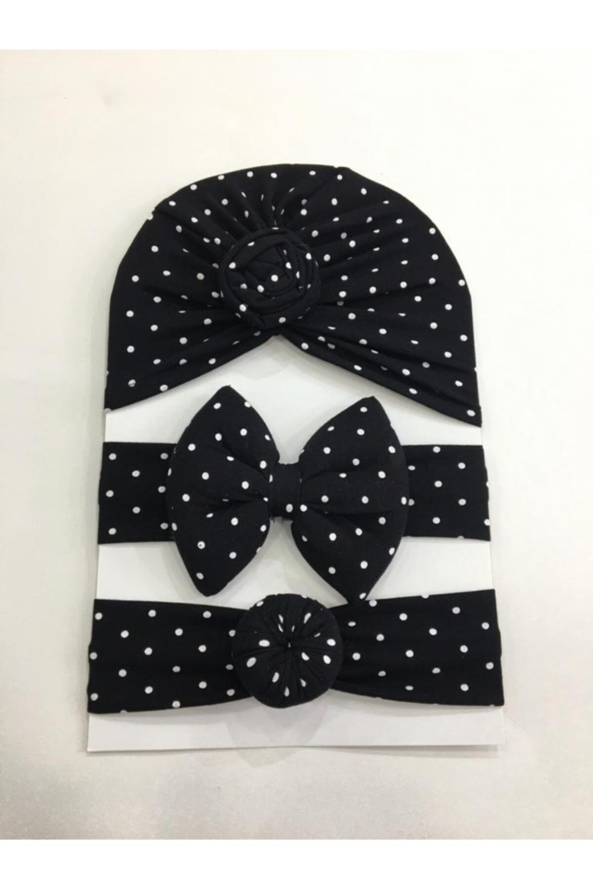 BİRCAN BABY Kız Bebek Siyah Bone Bandana Kombin