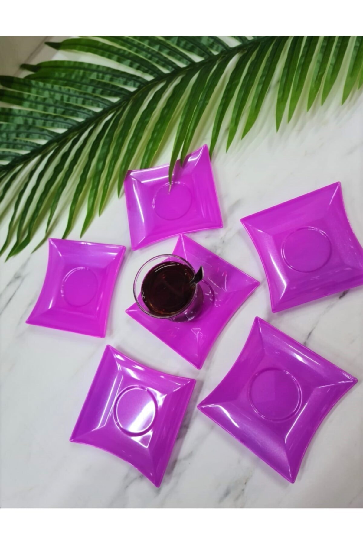 MATARMUTFAK Mor Renk Çay Tabağı Plastik 6 Adet Takım