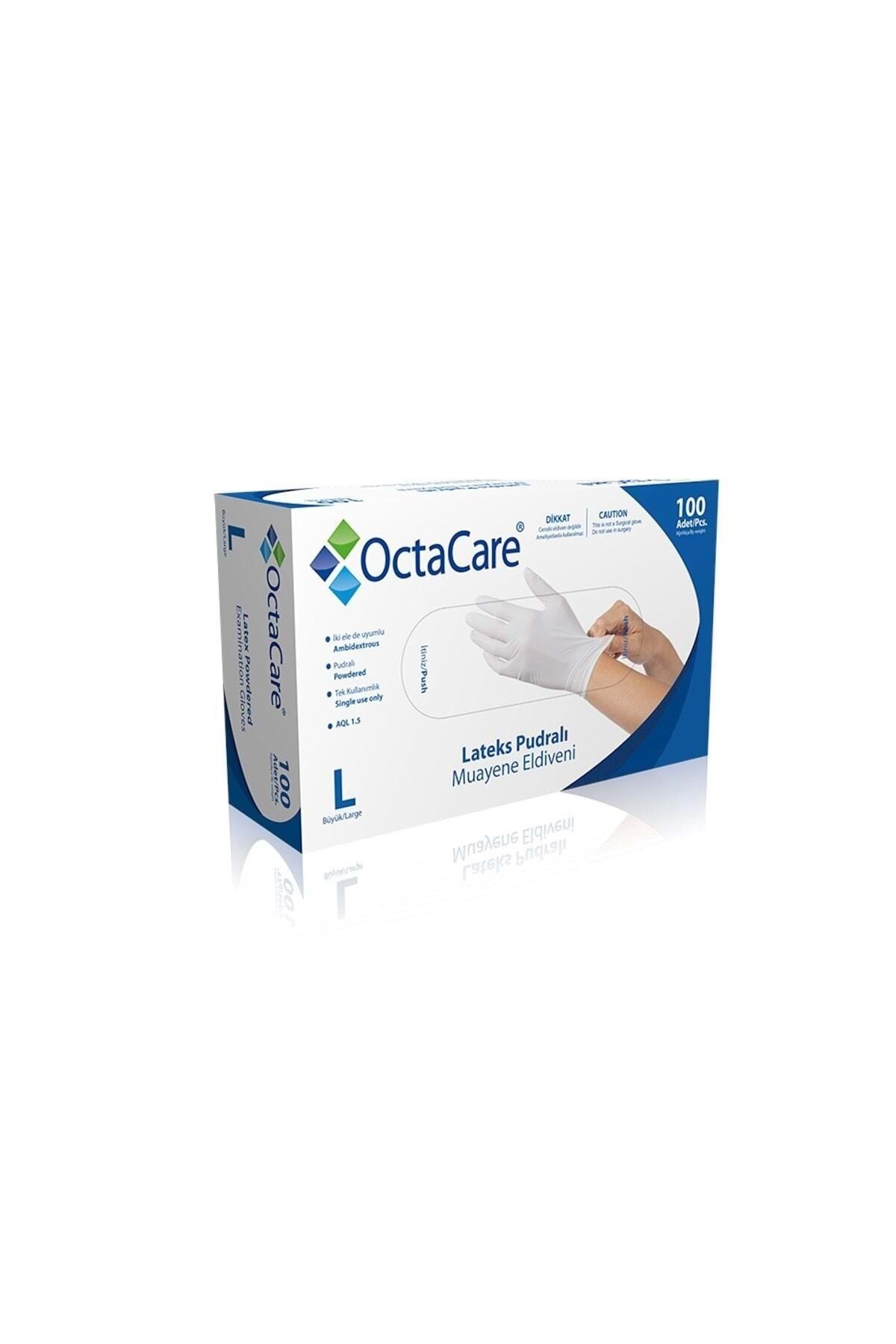 Octacare Lateks Pudralı Muayene Eldiveni L