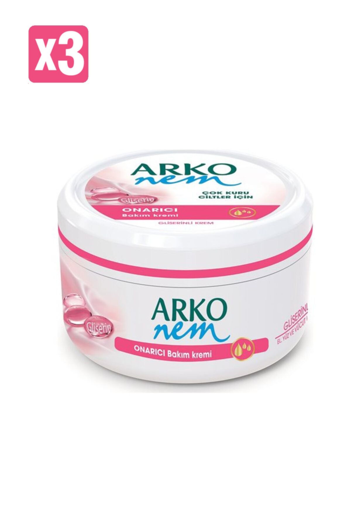 ARKO Nem Gliserinli Onarıcı Bakım El Ve Vücut Kremi 300ml 3 Adet