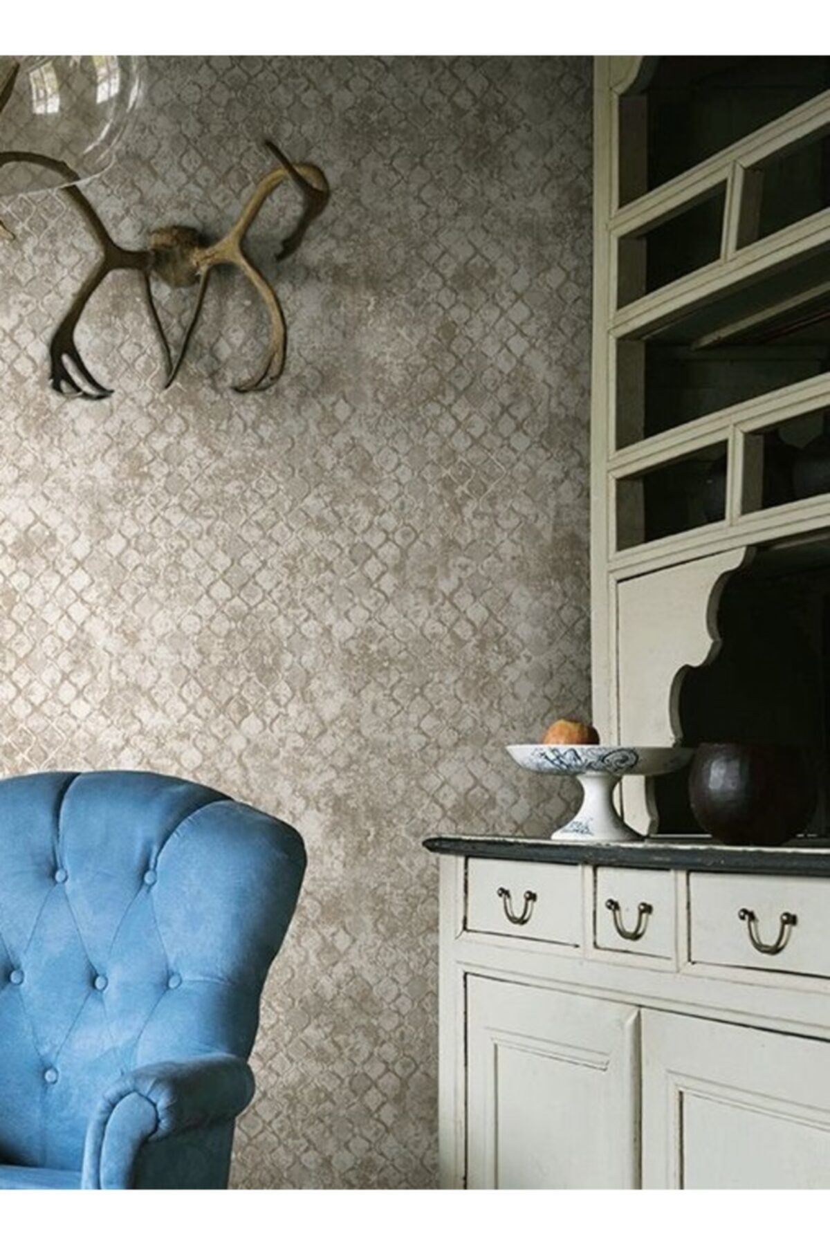 Decowall Retro Krem Renk Seramik Desenli Duvar Kağıdı 5012-04