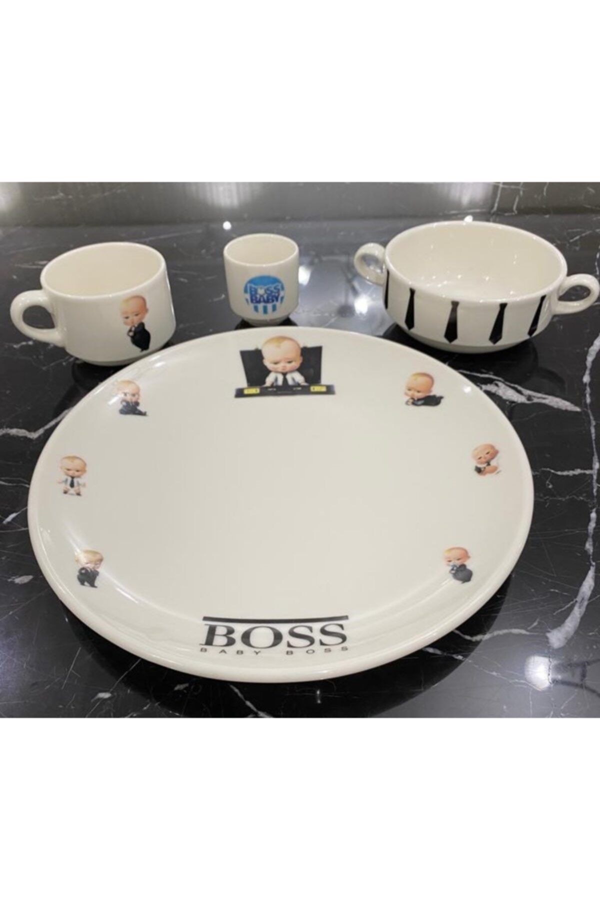 TEBAK COLLECTION 4 Parça Porselen Yemek Takımı Mama Seti