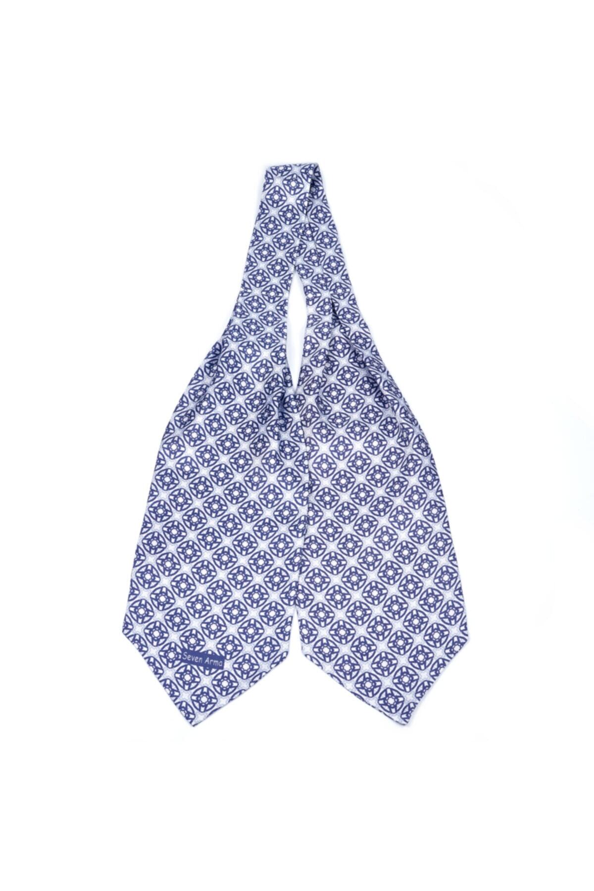 SEVEN ARMA Erkek Desenli Kahve Rengi Poseidon Ipek Ascot Kravat