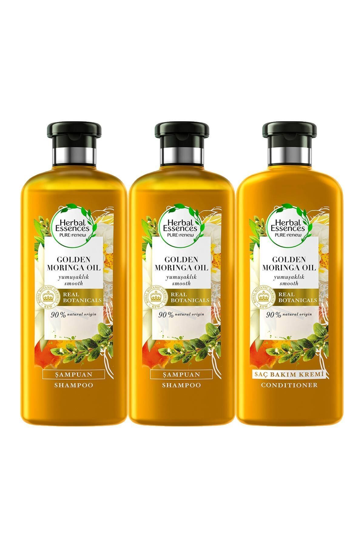 Herbal Essences Yumuşaklık Altın Moringa Yağı Şampuan 400 ml*2 Adet + Saç Bakım Kremi 360 ml