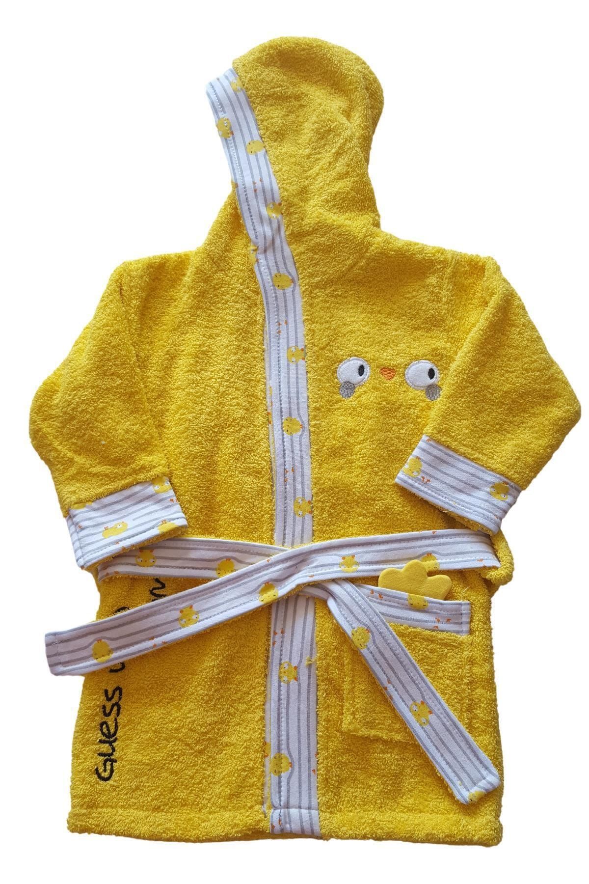 Miniworld Unisex Çocuk Sarı Civcivli Pamuklu Bornoz Kam2015428