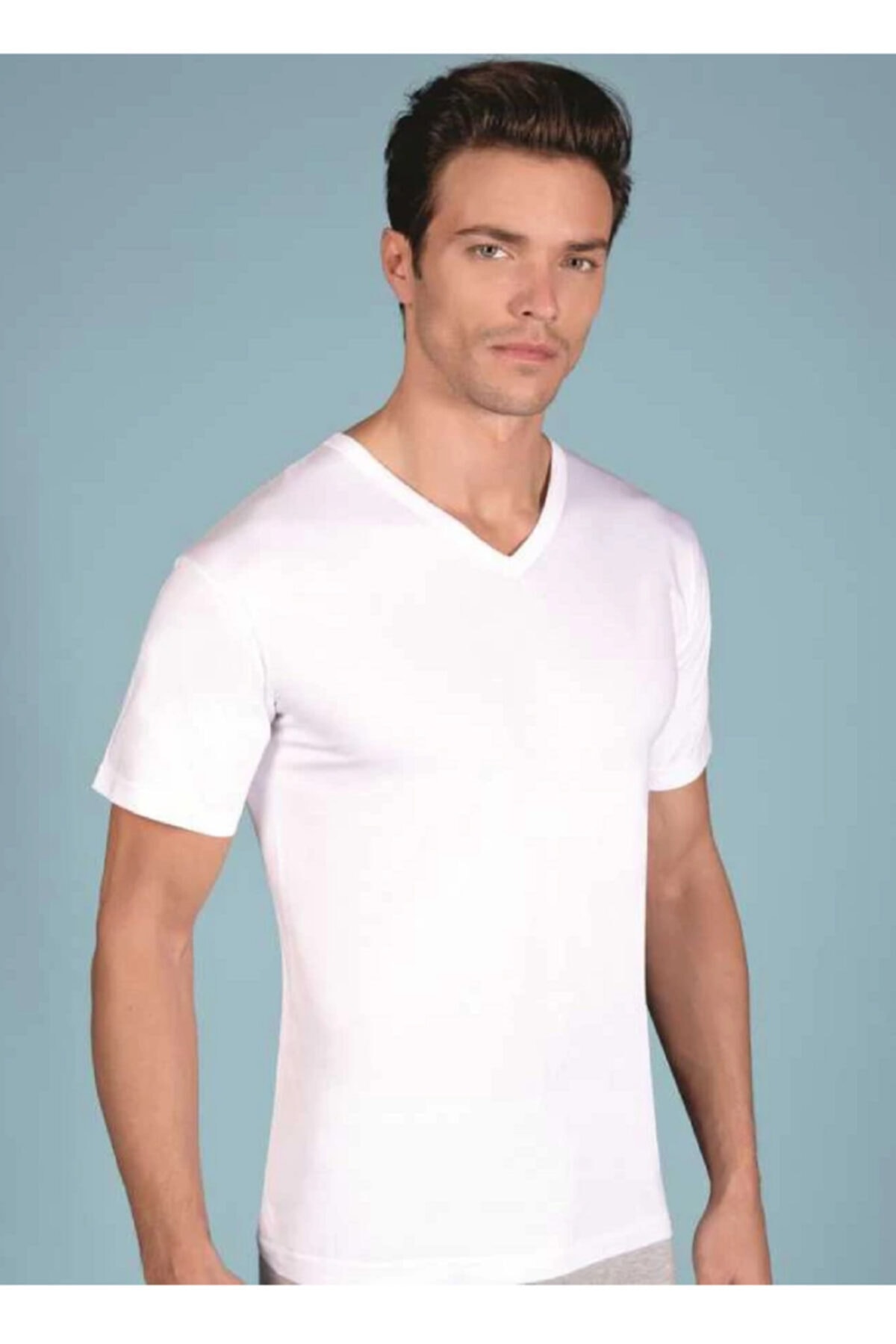 Berrak Beyaz V Yaka Erkek Fanila