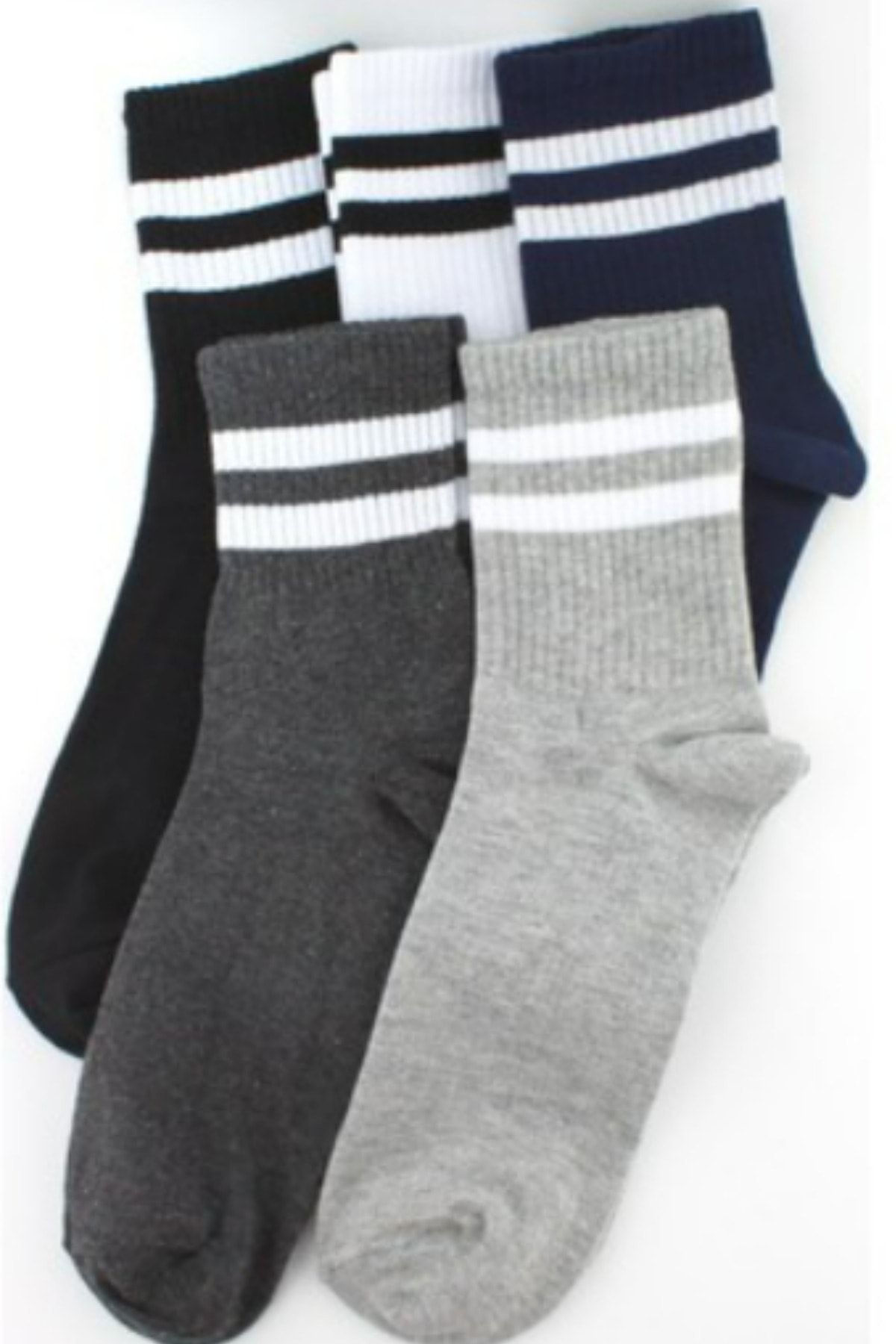socksbox 5 Çift Tenis Çizgili Soft Çorap/ Koyu Set