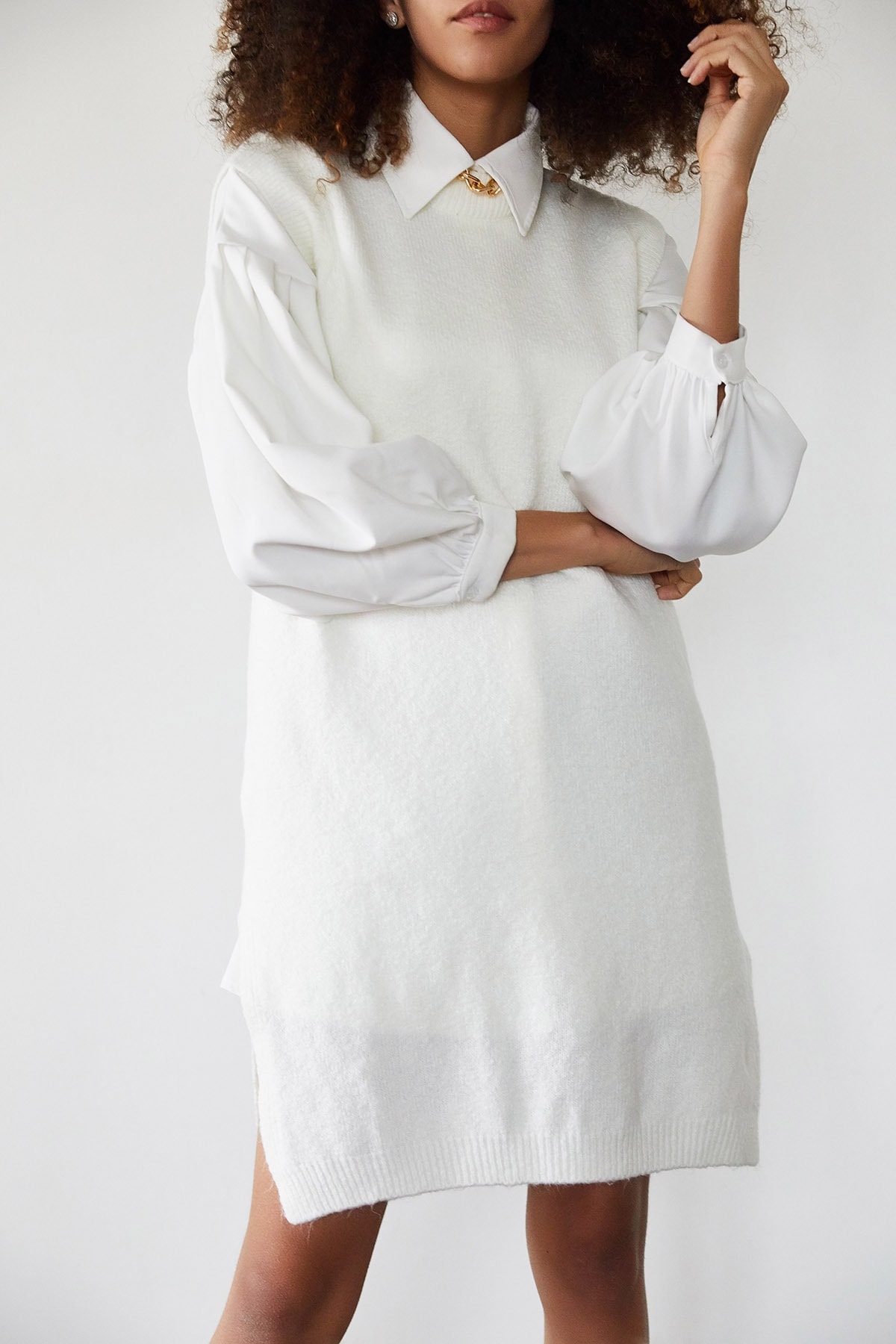 XENA Kadın Beyaz Kolsuz Triko Tunik Hırka 1KZK3-11273-01