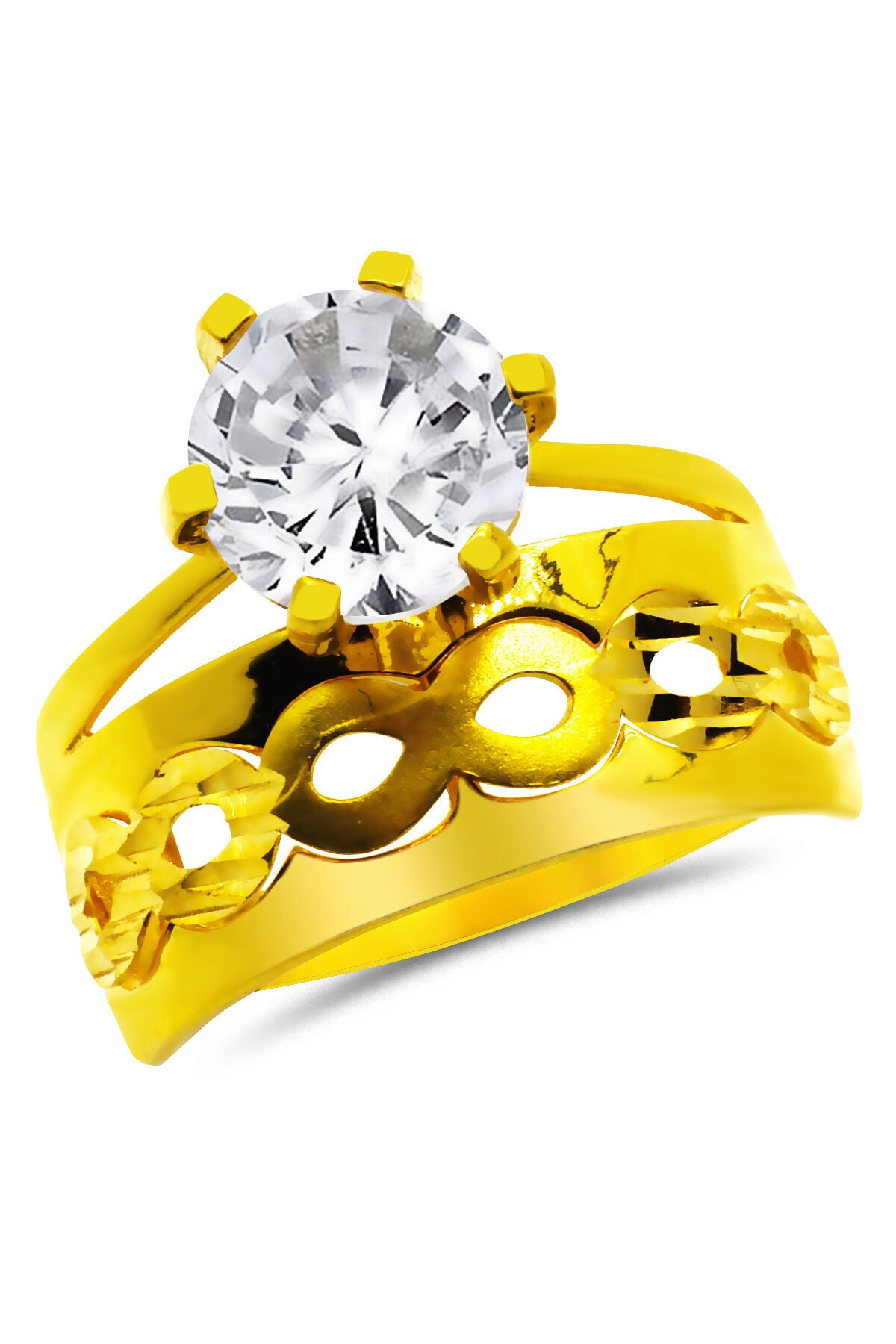 CiGOLD 22 Ayar Alyanslı Tektaş Yüzük 16k1yzk0502055040