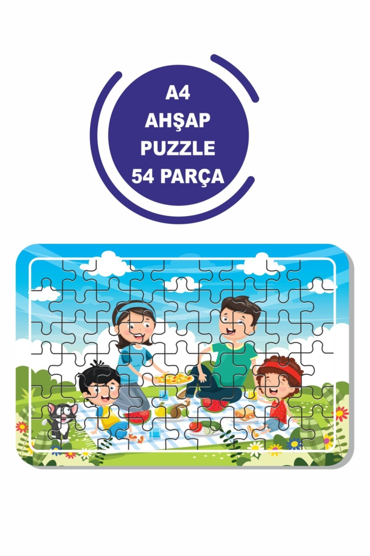 Baskı Atölyesi Ailelemle Piknik A4 54 Parça Puzzle, Oyuncak, Yapboz