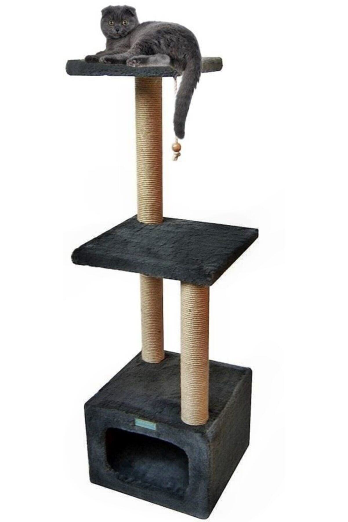 Turkuaz Tırmalama Katlı Kedi Evi Tırmalama Draco Tr2111 Antrasit