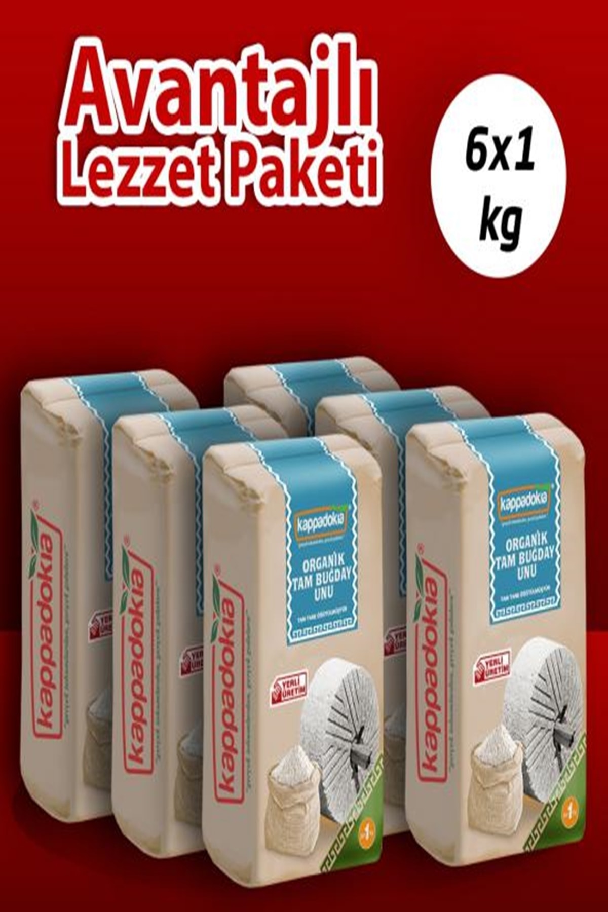 KAPPADOKİA Organik Tam Buğday Unu 6kg (6X1KG)