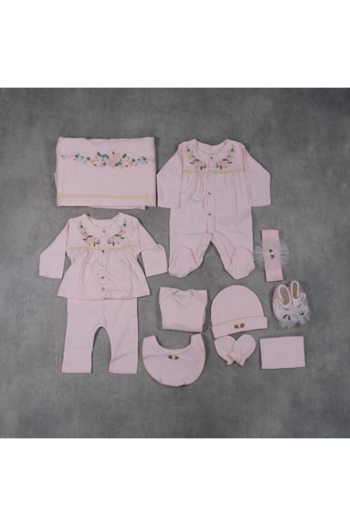 Eda Baby Ganeviçe Nakışlı 10'lu Set Hastane Çıkışı