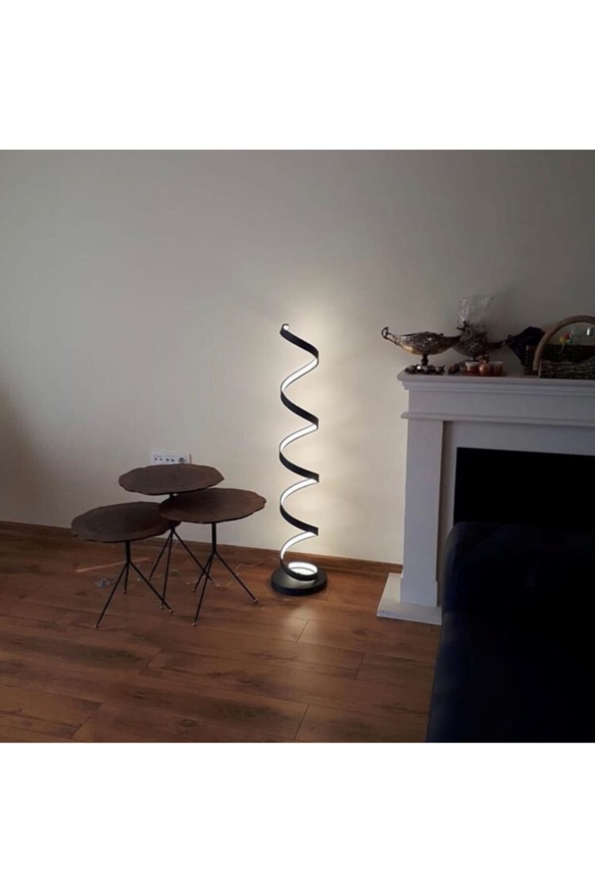 Vonalight Vonalıght Modern Led Burgu Dekoratif Lambader Siyah 3000k Günışığı Sarı Işık
