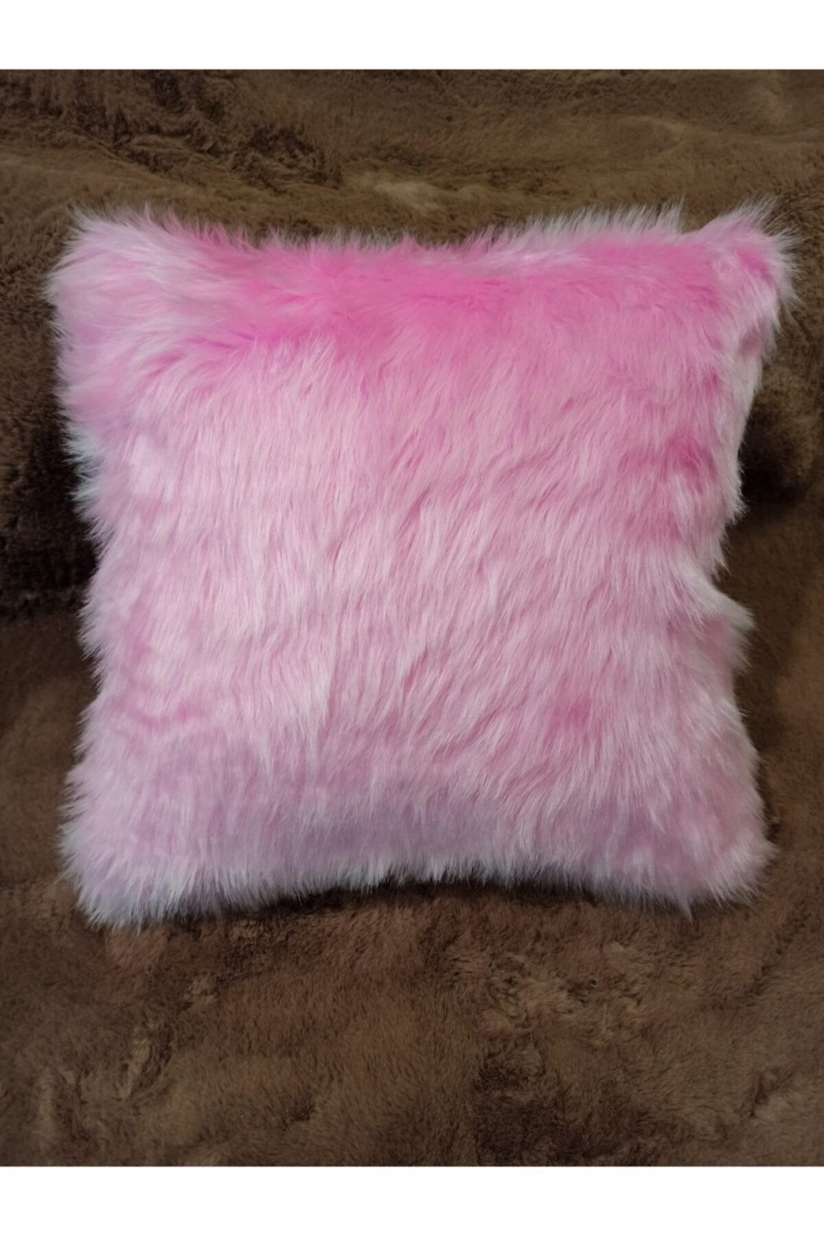 ŞENER HOME Pembe Peluş Tüylü Kırlent Kılıfı