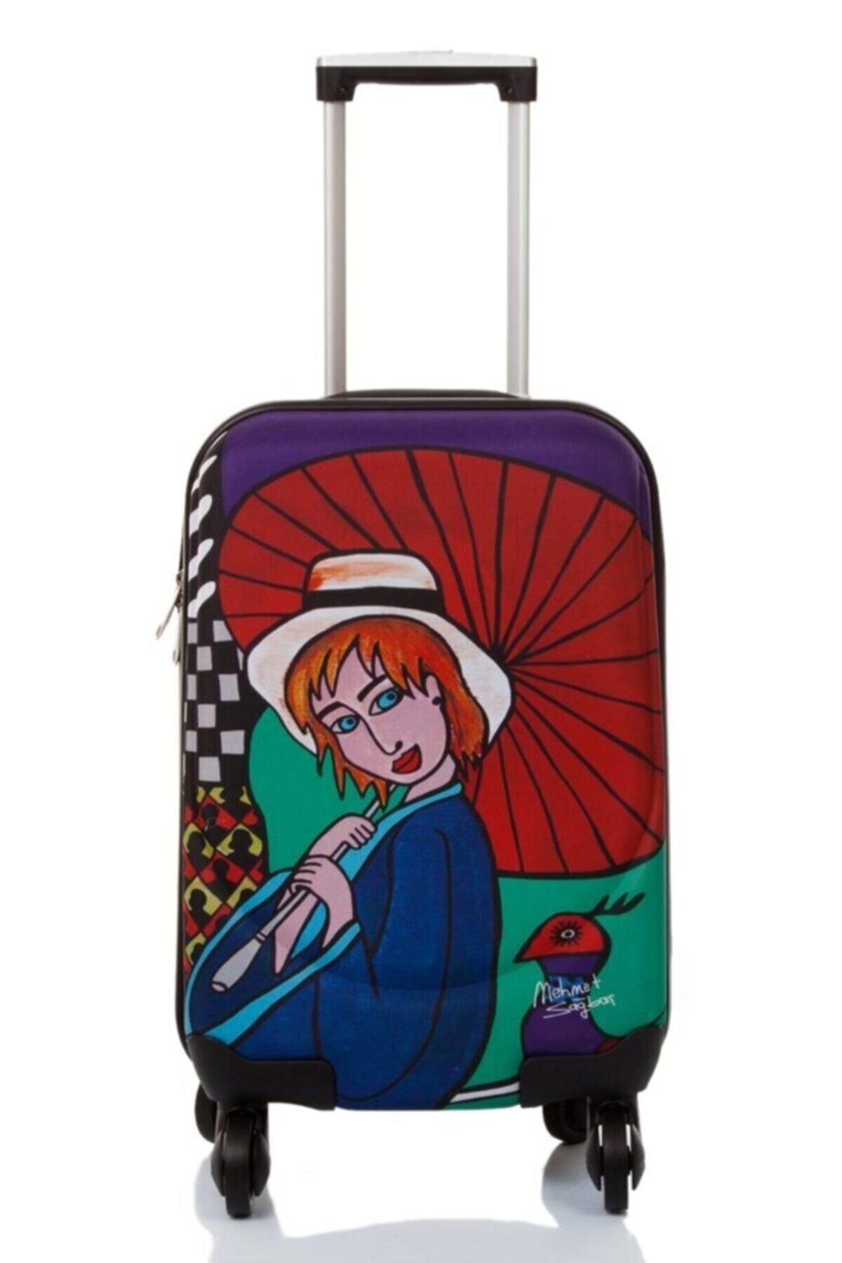 Biggdesign Şemsiyeli Kız Kabin Boy Kanvas Valiz 18 Inch