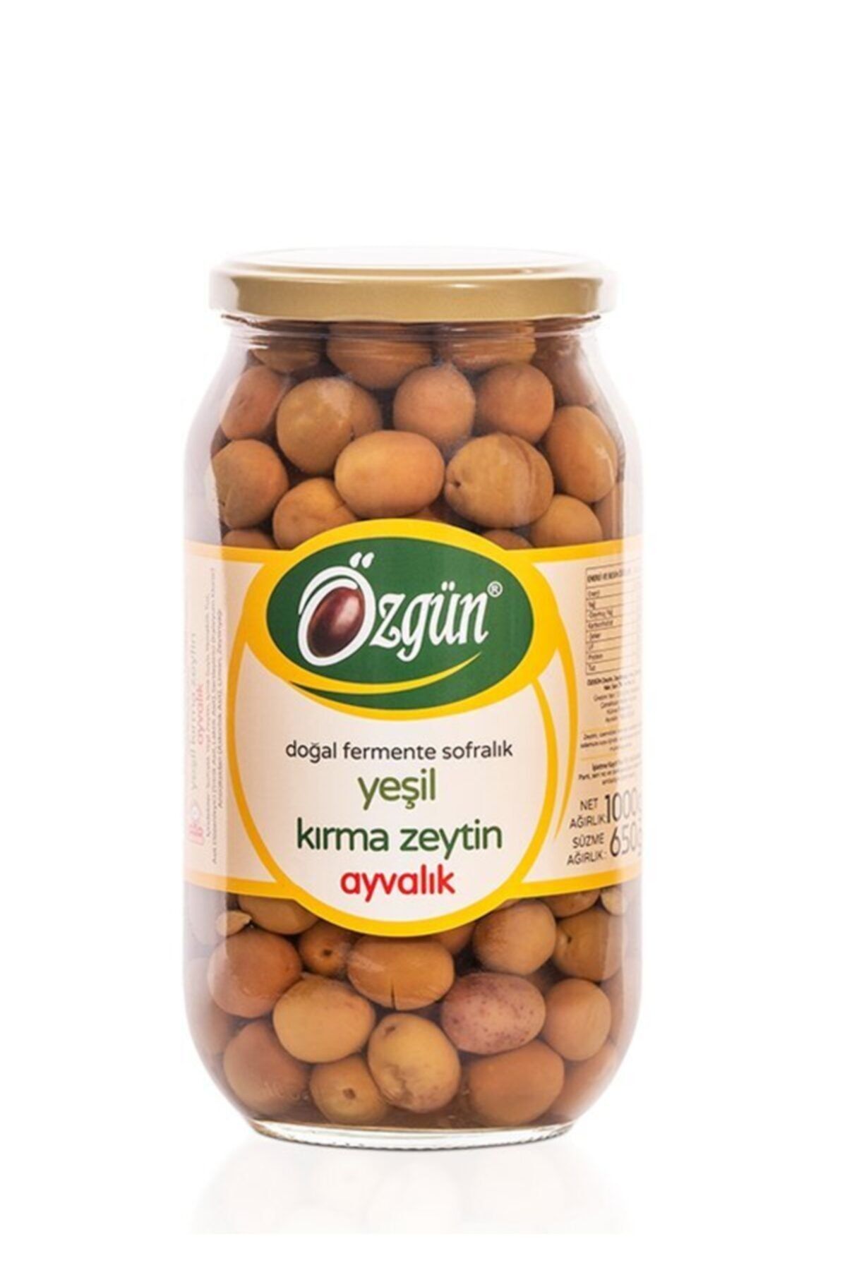 ÖZGÜN ZEYTİN & ZEYTİNYAĞI Ayvalık Kırma Zeytin 1 Lik Cam Kavanoz