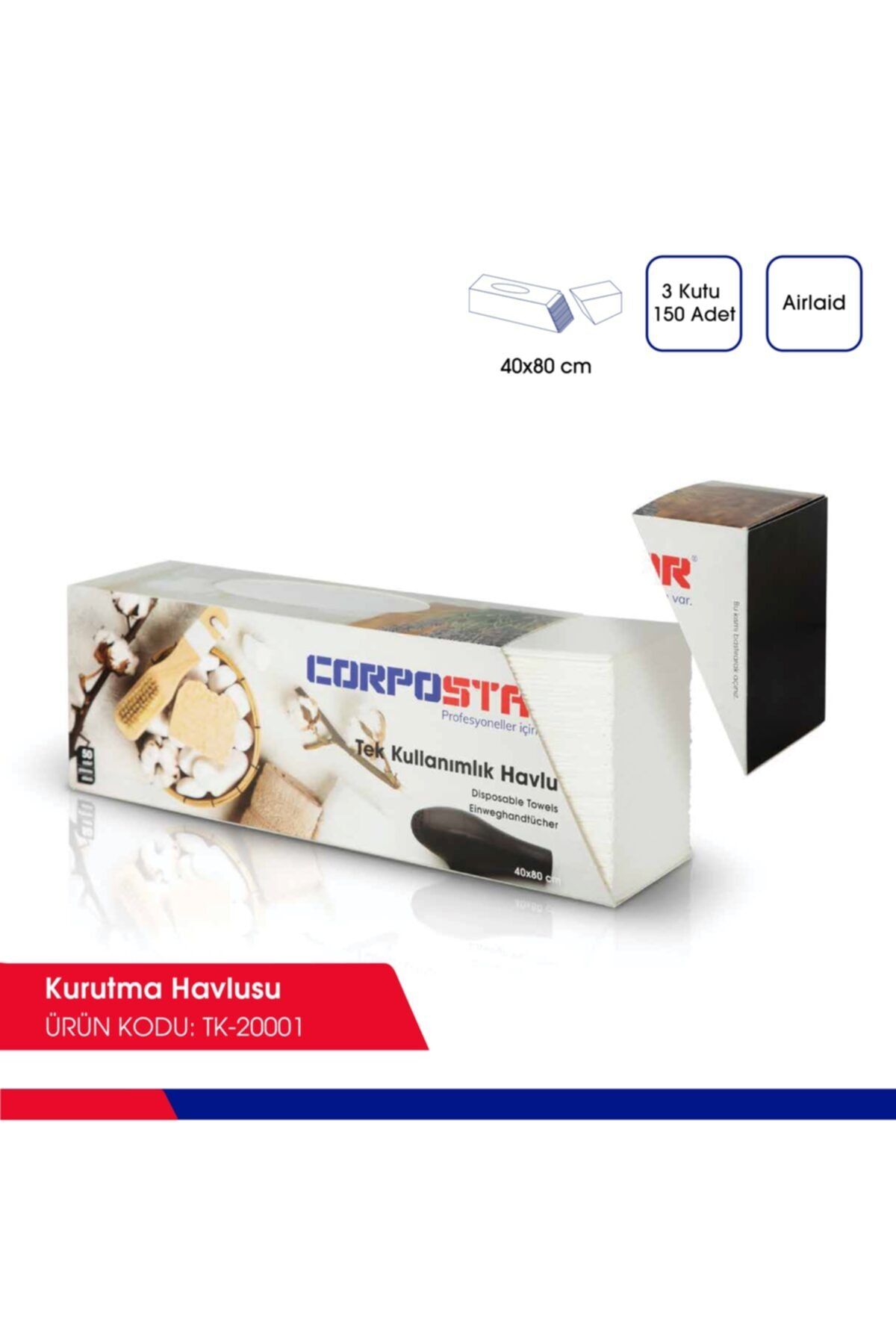 Corpostar Tek Kullanımlık Havlu 50 Li 3 Paket