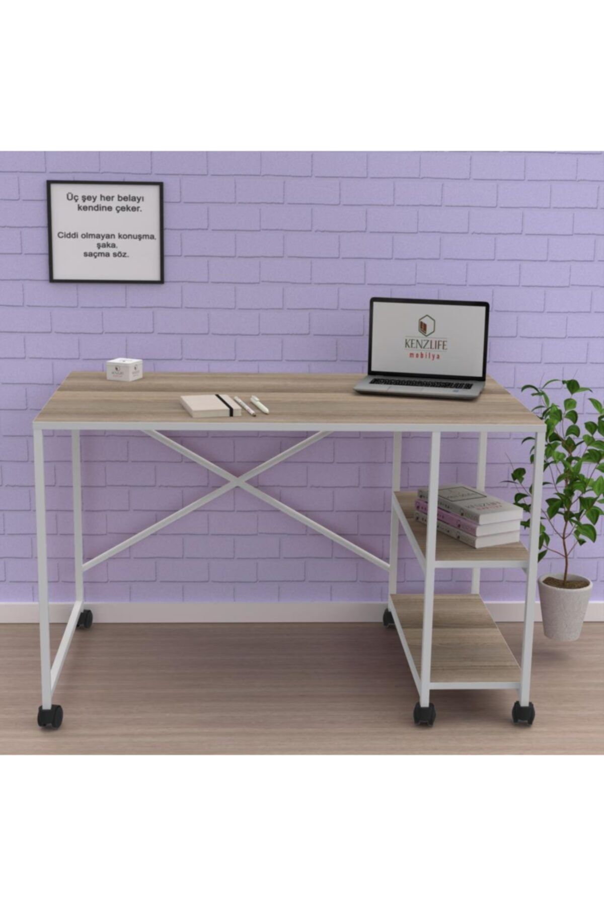 Kenzlife ofis masası miyako 075*150*80 crdbyz tekerlekli bilgisayar çalışma büro