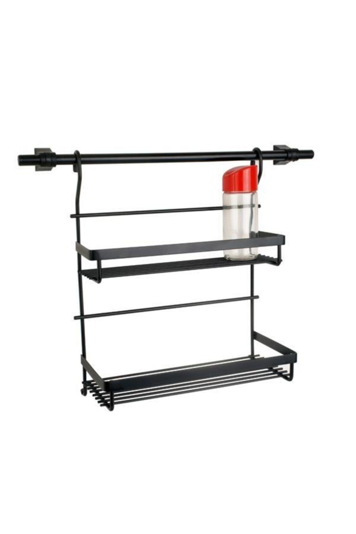 vomex Mutfak Için Iki Katlı Asma Baharatlık Borulu Set Siyah