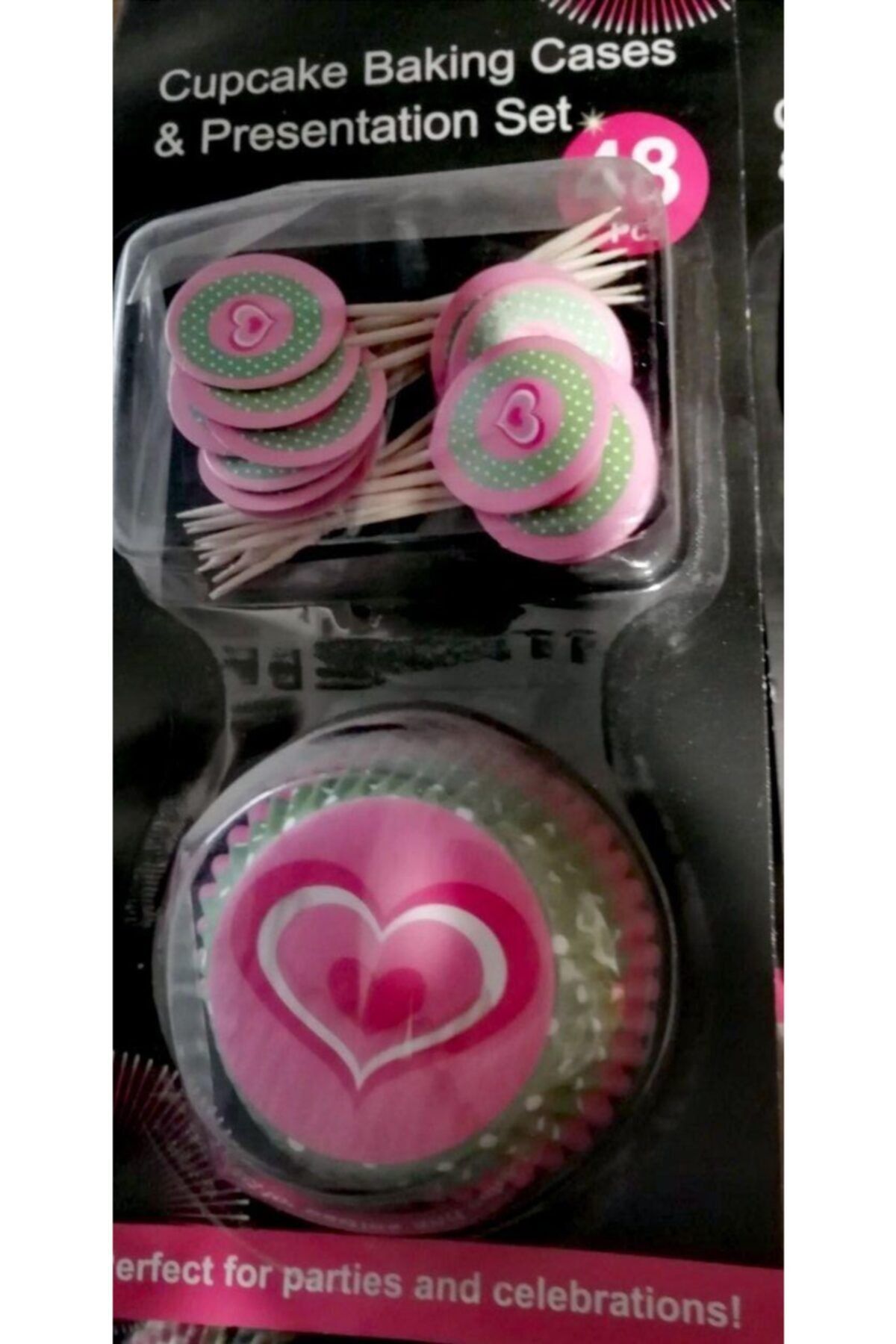 LOMİGA Cup Cake Kalıbı Ve Kürdan 48 Li Set Kalplı