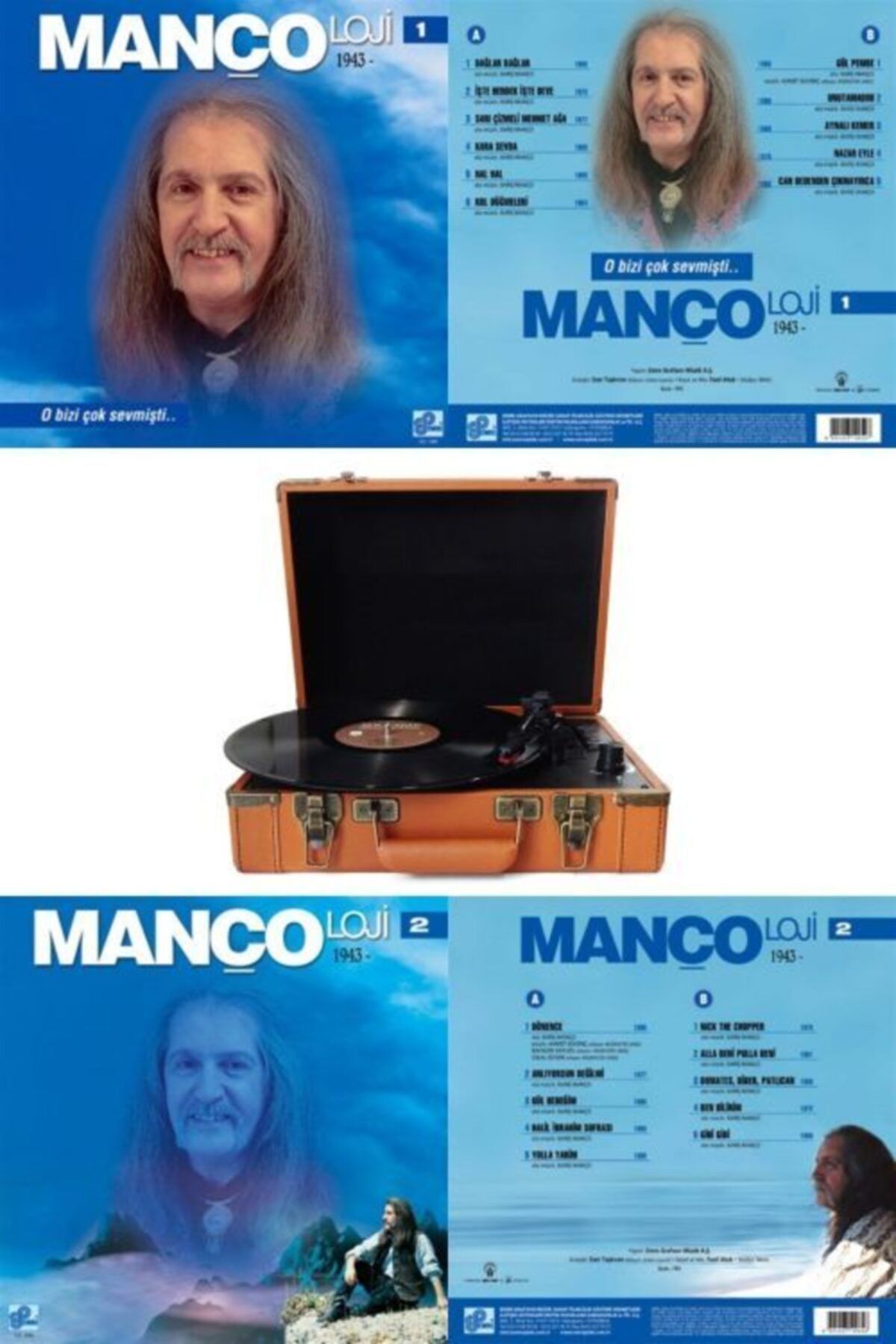 UygunSepet Retro Dahili Şarj Bluetooth Usbli Pikap Plakçalar Kahverengi / Barış Manço - Mançoloji 1 Ve 2 Plak