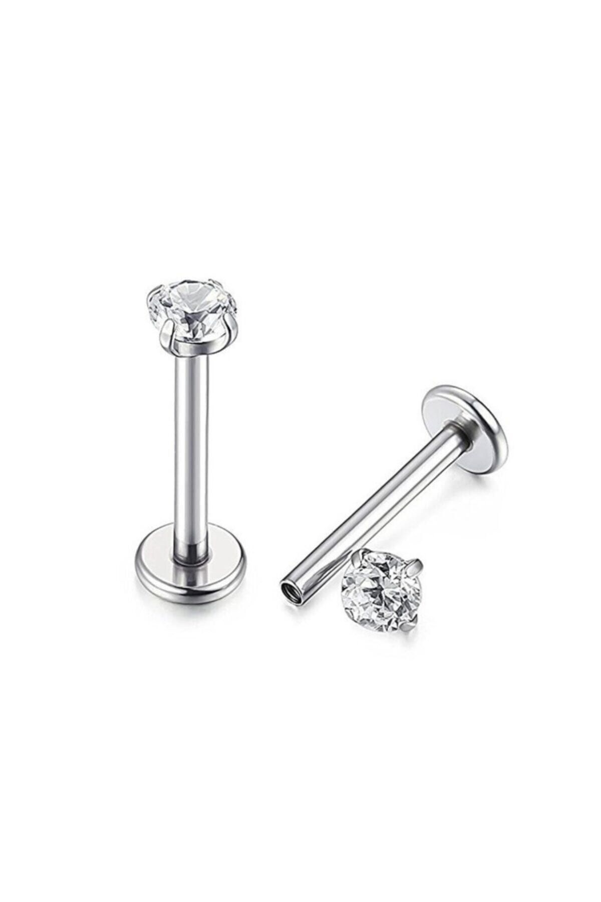 Vilma Aksesuar Cerrahi Çelik Taşlı Piercing Kulak-kıkırdak-tragus 8 Mm