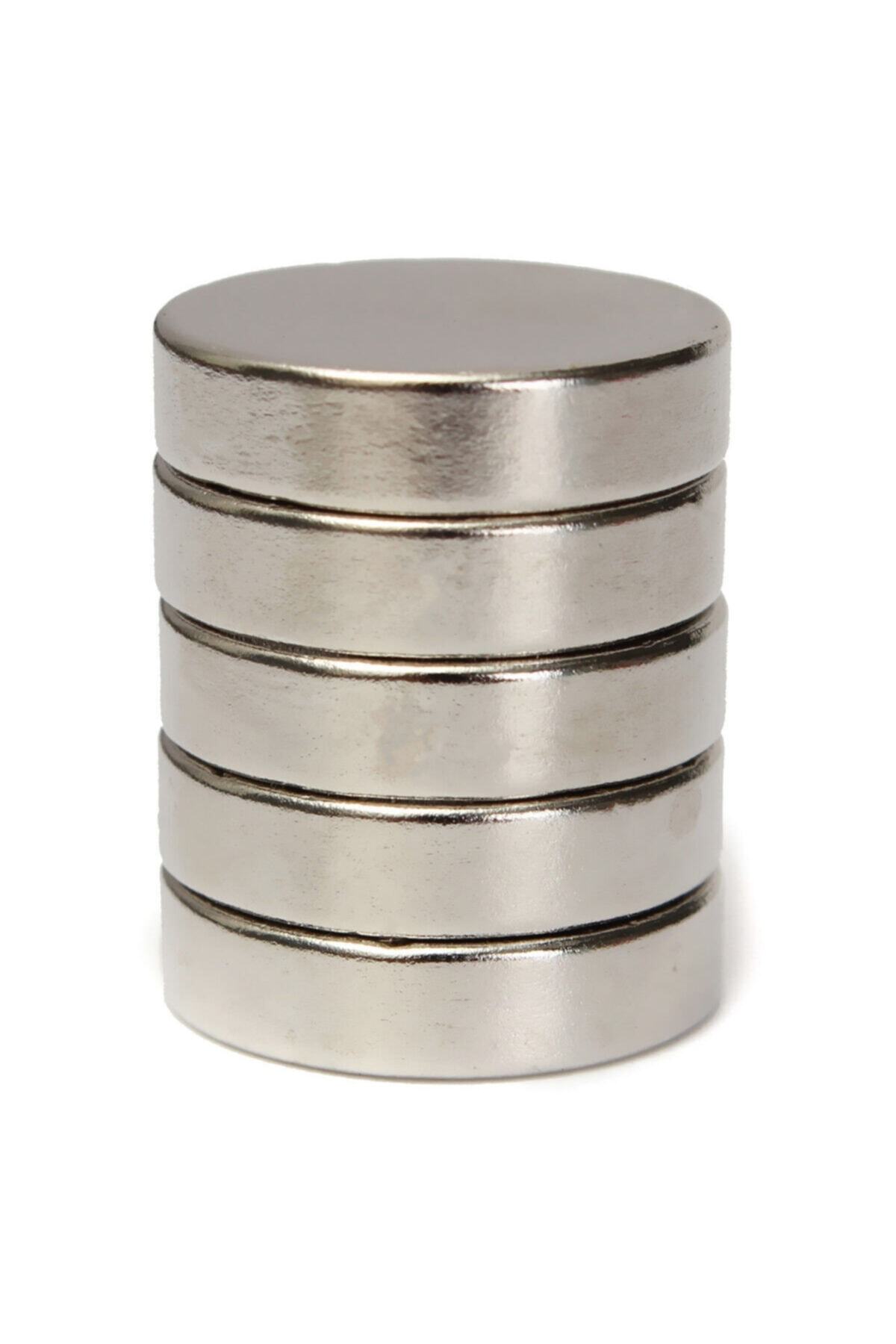 Dünya Magnet 5 Adet Çap 20mm X Kalınlık 5mm Güçlü Silindir Neodyum Mıknatıs