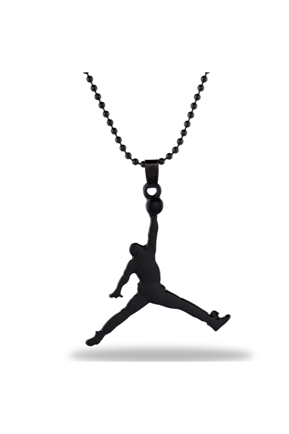 Apptakı Mat Siyah Michael Jordan Kolye