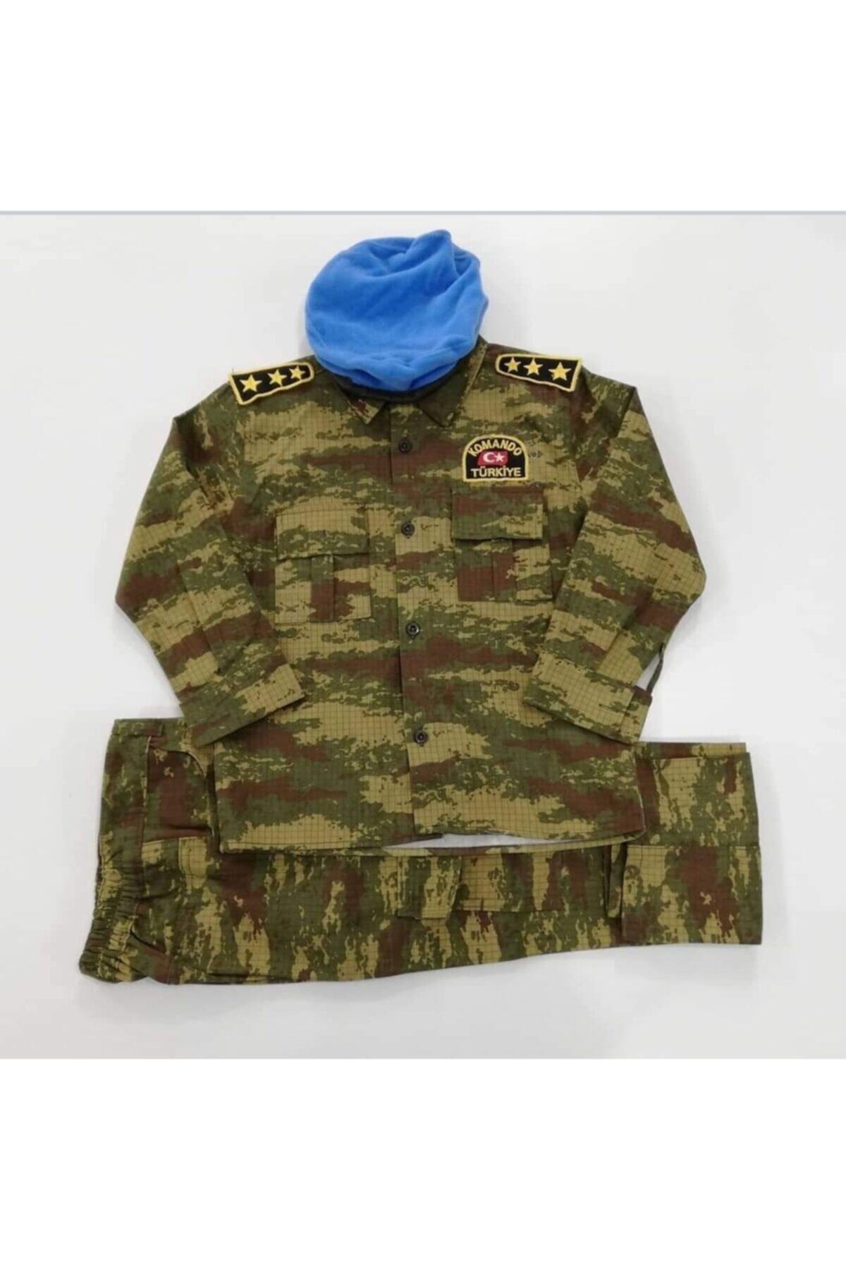Sevimli Kids Unisex Çocuk Yeşil Asker Kostümü