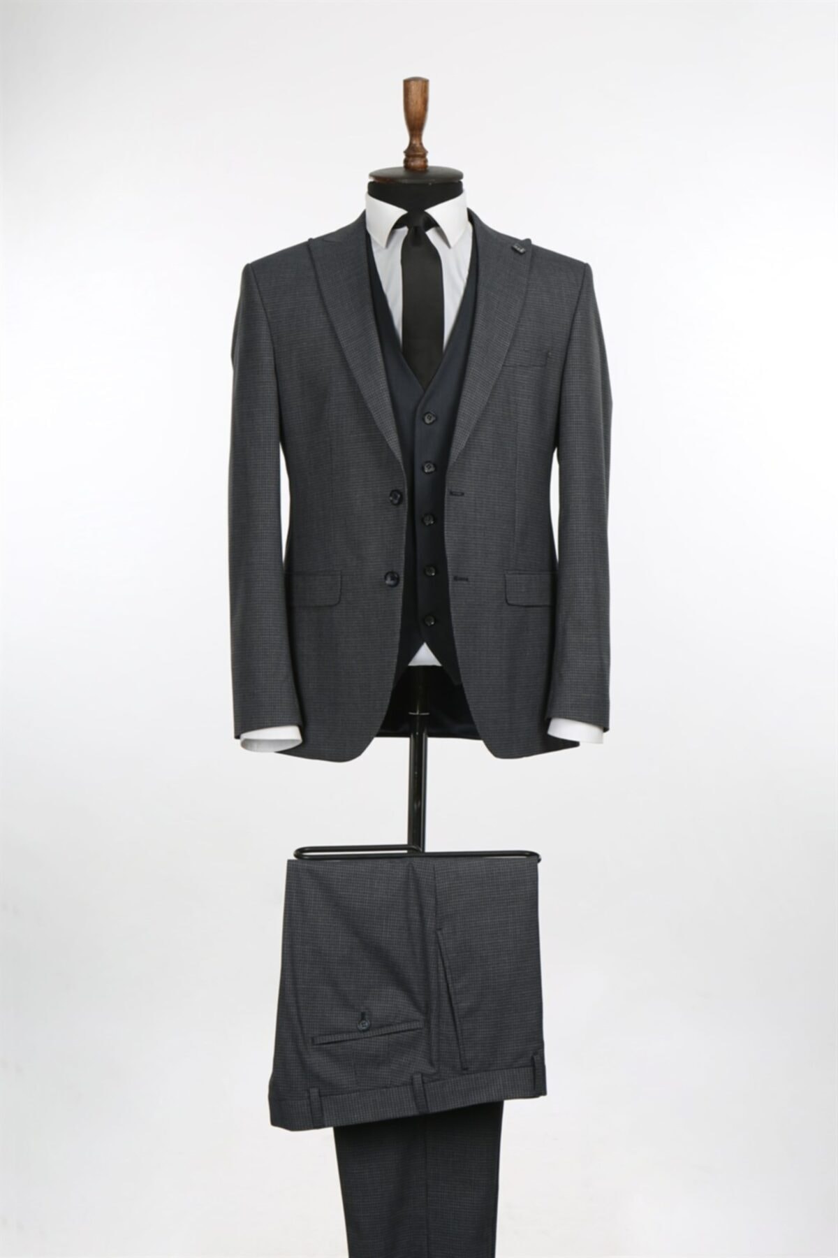 Jakamen Erkek Koyu Lacivert Mono Yaka Slim Fit Takım Elbise