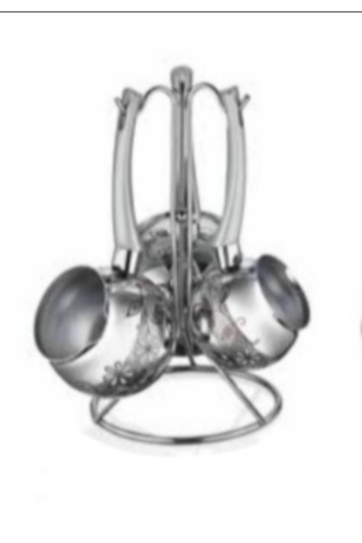 İNTER CELİK Gri Dekorlu Cezve Takımı