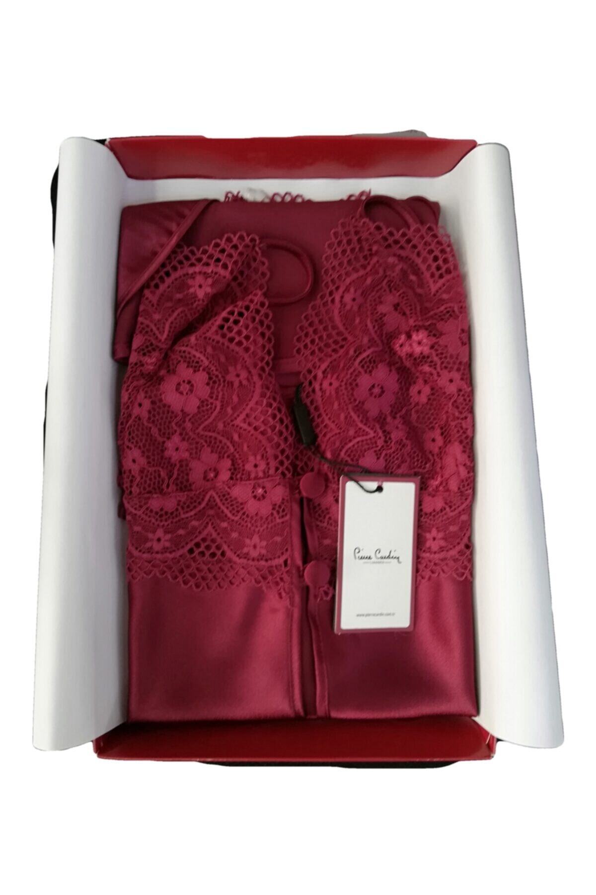 Pierre Cardin Bordo Saten Gecelik 632