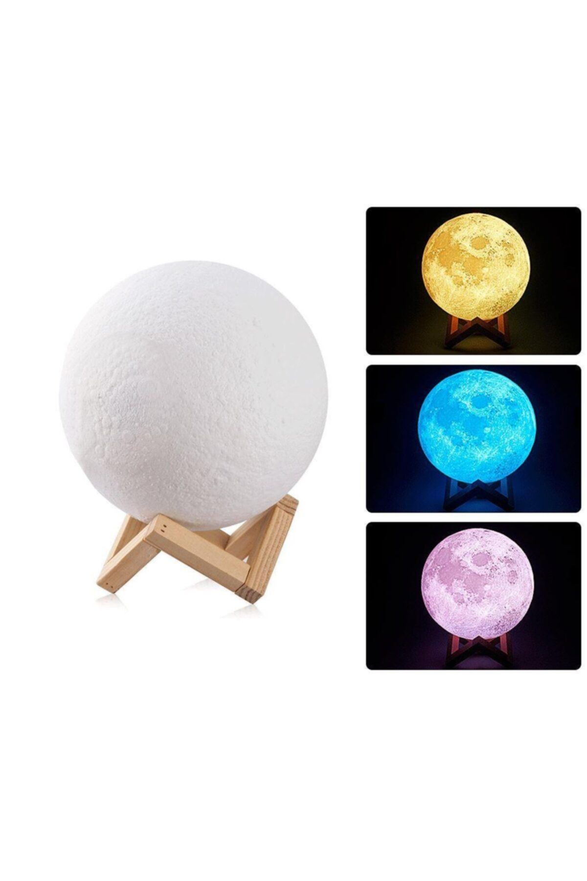 Nettenevime Usb Li 3d Ay Lamba Dokunmatik 5 Renk Değiştirir Stand Hediyeli Moon Lamp 15cm
