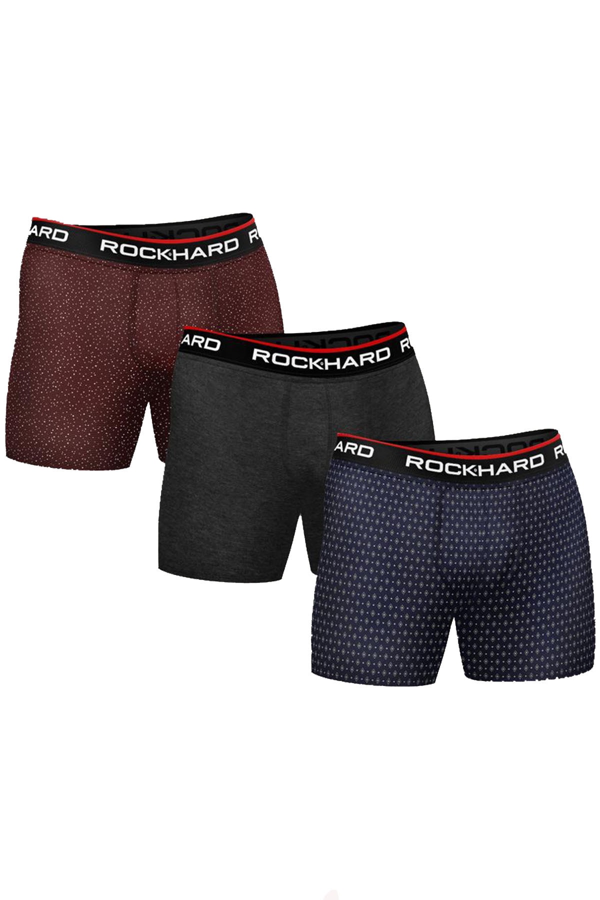 rockhard Full Likralı Erkek Pamuk Boxer Set 3 Lü