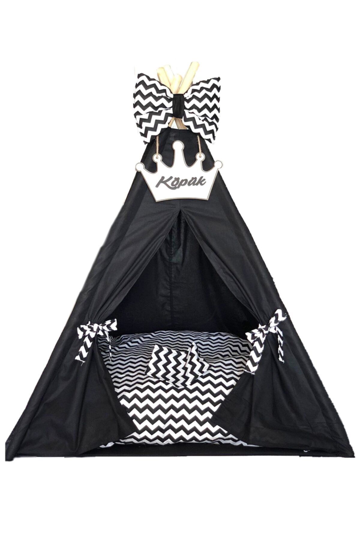 PATİMİO Siyah Zigzag Dizayn Köpek Çadırı 80x80