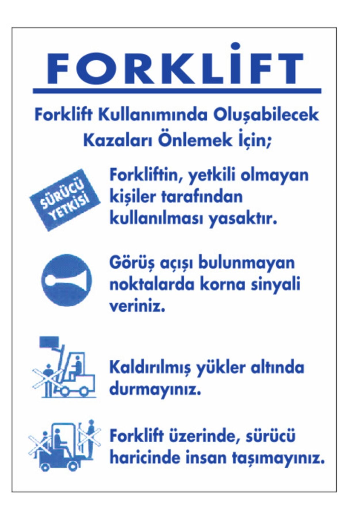 ERGÜNDOĞDU 5 Adet Forklift Talimatı Uyarı Levhası