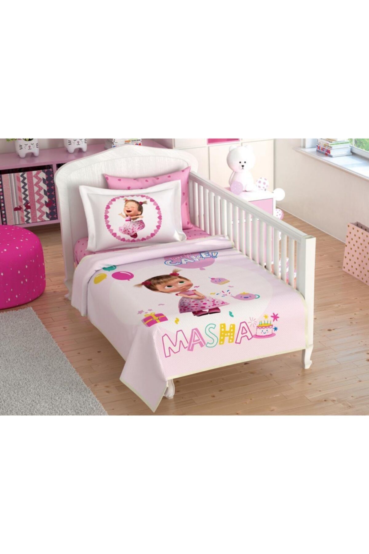 Taç Lisanslı Bebek Pike Takımı Masha Cupcake Baby