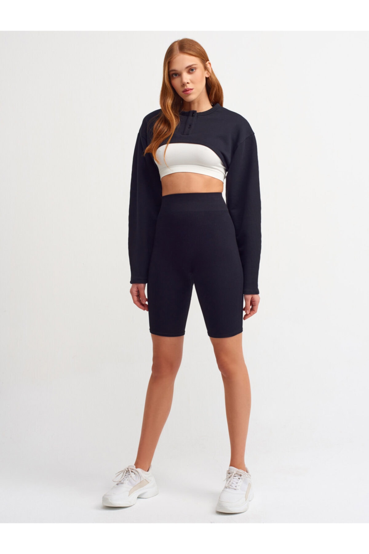 Dilvin Kadın Siyah Yüksek Bel Biker Şort